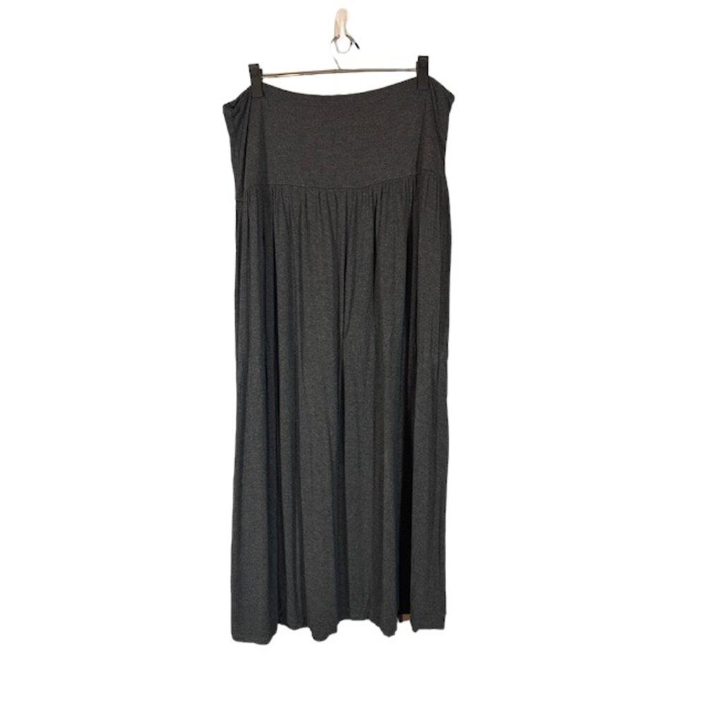 Simlu Gray Stretch Pleated Flowy Long Maxi Skirt Women Sz 3XL